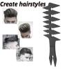 Double-Sided Detangling Comb for Men's Hairstyling - 20x8x0.5cm, Wide Tooth Design for Unique Styles at Salon or Home (Black) view 3