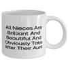 Cheap Aunt, All Nieces Are Brilliant And Beautiful And Obviously Take After Their Aunt, Funny 11oz 15oz Mug For From Niece view 2