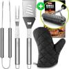 GRILLART 3PCS Daily Use BBQ Tools Set Bundle with Safe & Fast Clean Double Side Brush view 1