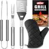 GRILLART 3PCS Daily Use BBQ Tools Set Bundle with Safe & Fast Clean Double Side Brush view 2