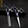 Hair Cutting Scissors, 6.0-inch hairdressing scissors 440C hair scissors professional barber tool flat cut tooth cutting moving handle cut hair scissors set (Size : Set) view 2