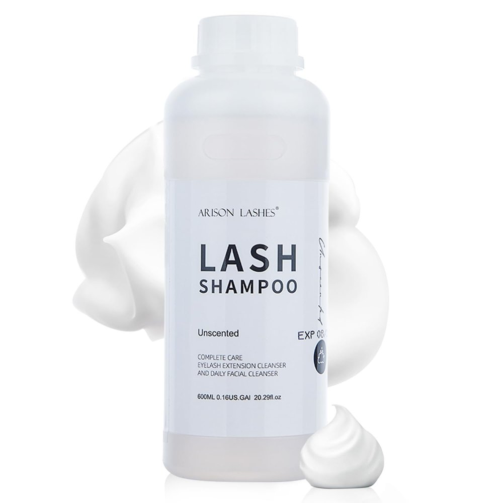 Arison Eyelash Eyelash Extension Shampoo 600ml / Eyelid Foaming Cleanser/Wash for Extensions and Natural Lashes/Paraben & Sulfate Free Safe Makeup & / Professional & Self Use (unscented)