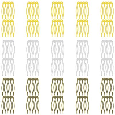 30 Pieces Metal Wire Hair Accessories: 39x27mm 5-Tooth Twist & Side Combs, Wedding Veil Combs for Women's Decorative DIY Jewelry Making (3 Colors, with Holes)