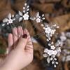 Yean Flower Bride Wedding Hair Pins Silver Leaf Bridal Hair Pieces Pearl Hair Accessories for Women and Girls (Pack of 5) view 2