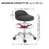 Grace & Grace Rolling Stool with Back Support and Footrest Ring, Adjustable Heavy Duty Stool with Wheels for Shop, Salon, Tattoo and Home (with Footrest, Black) view 2
