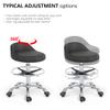 Grace & Grace Rolling Stool with Back Support and Footrest Ring, Adjustable Heavy Duty Stool with Wheels for Shop, Salon, Tattoo and Home (with Footrest, Black) view 3