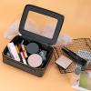 Aveniee Clear Makeup Bag Organizer,Large Travel Toiletry Bag for Women, Waterproof Cosmetic Pouch with Zippers,Car Organizers and Storage Case for Accessories,Black view 3