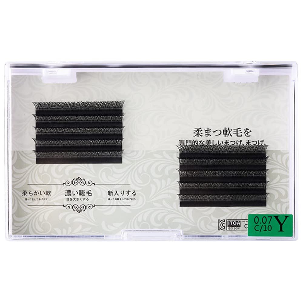 YY Shape Eyelash Handmade Double Tips False Lashes 0.07mm Individual Lash Extensions C/D Curl Natural Fluffy Makeup Lashes 8-12mm (8mm, YY-Shape-C-0.07)
