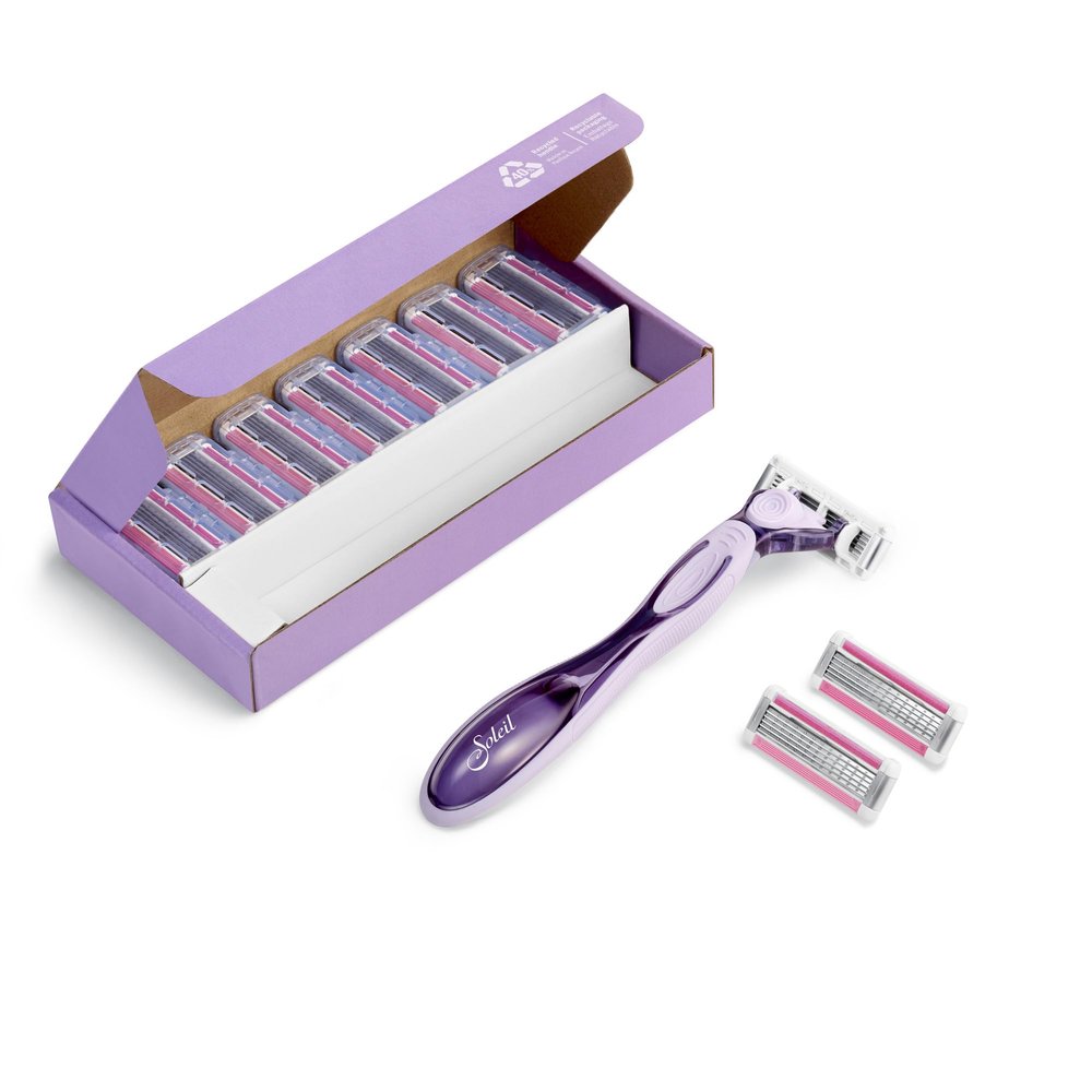 BIC Razors Click 5 Soleil Rasoir Femme 5 Lames, Tte Pivotante et Bande Lubrifiante avec Recharges - Coffret de 1+10
