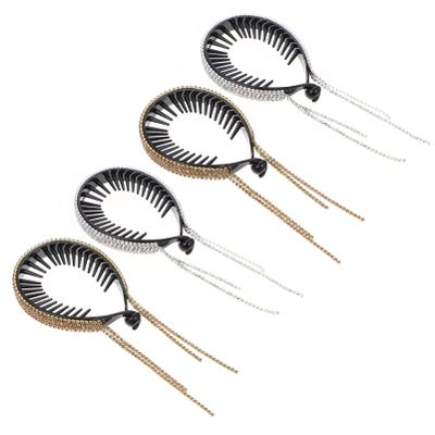 Beaupretty 4pcs Rhinestone Tassel Hair Clips Nest Plate Hair Bun Accessories for Easy Updos and Daily Hairstyles for Women and Girls