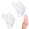 2 Pairs Moisturizing Gloves Over Night Bedtime White Cotton | Cosmetic Inspection Premium Cloth Quality | Eczema Dry Sensitive Irritated Skin Spa Therapy Secure Wristband| One Size Fits Most view 1