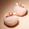 4 Inch Large Fluffy Powder Puff Jumbo Round Peach Shaped Body Powder Puff with Ribbon Bow Handle Portable Makeup Cosmetic Sponge for Face Body view 2