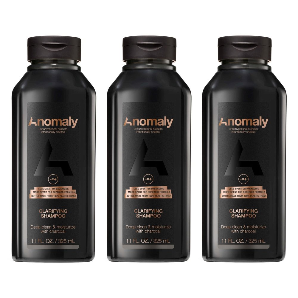Anomaly Vegan Eucalyptus Clarifying Charcoal Scalp Shampoo for Build Up | Sulfate Free & Paraben Free |for Women & Men| Eco Friendly Sustainable Packaging from Ocean Plastic, 11 fl. oz. (Pack of 3)