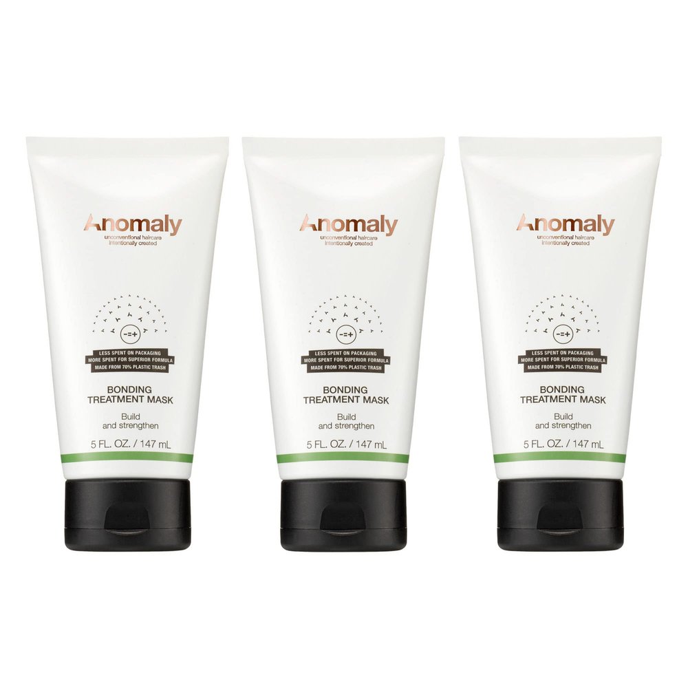 Anomaly - Haircare Bonding Treatment Hair Mask with Keratin & Quinoa Protein Repair Dry Damaged Hair | Strengthen & Protect | Sulfate Free & Paraben Free | Eco Friendly & Sustainable Packaging from Ocean Plastic, 5 fl. oz. (Pack of 3)