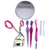 7pc Face Kit Eye Lashes Curler 12x Mirror Tweezer Razor Brow Brush Comb Grooming view 4