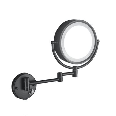 Cavoli Hardwire LED Lighted Wall Mount Gold Makeup Mirror with 10x Magnification for Bathroom and Bedroom,13" Extendable Arm (Black)
