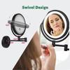 Cavoli Hardwire LED Lighted Wall Mount Gold Makeup Mirror with 10x Magnification for Bathroom and Bedroom,13" Extendable Arm (Black) view 3