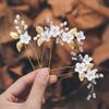 Casdre Flower Bridal Hair Pins Pearl Bride Wedding Hair Accessories Rhinestone Hair Piece for Women and Girls(Pack of 3) (B Gold) view 1
