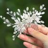 JONKY Bride Flower Wedding Hair Comb Silver Crystal Hair Piece Bridal Leaf Hair Accessories for Women view 1