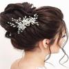 JONKY Bride Flower Wedding Hair Comb Silver Crystal Hair Piece Bridal Leaf Hair Accessories for Women view 3