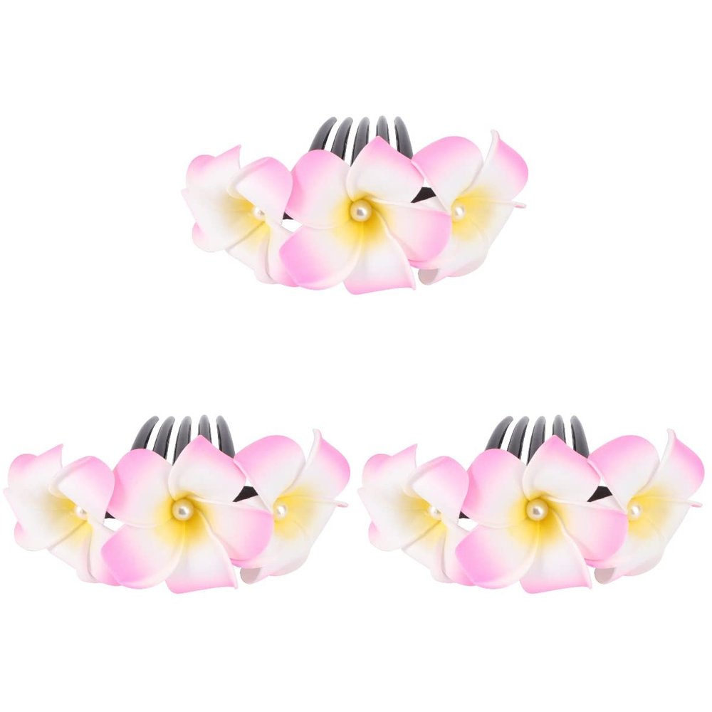 ABOOFAN 3pcs Delicate Frangipani Hair Comb Headdress Bridal Flower Hair Clip for Weddings Elegant for Women and Ladies