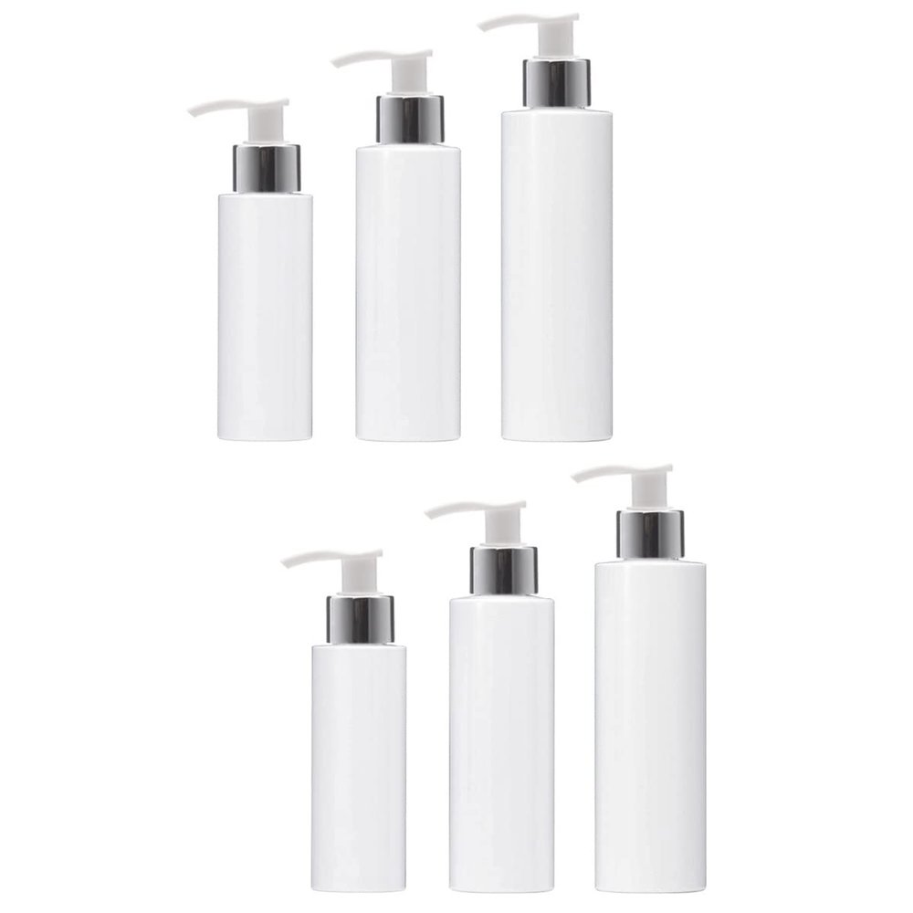 Cabilock 6pcs Plastic Lotion Pump Bottles Refillable Containers for Shampoo Lotion White Portable Dispenser for Travel and Home Use