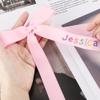 JINLIN Personalized Name Hand Embroidered Hair Bows for Women Girls Big Hair Bow Clips Customize Rainbow Name Long Ribbon Hair Barrette Headwear Hair Accessories view 2