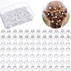 108 Pcs 7 Styles Wedding Crystal Twisters Spiral Set Bridal Rhinestone Hair Pins Silver Coil Pearl White Flower Hair Gems Hair Clips for Prom with Clear Box for Women Party Gift view 1