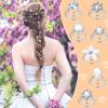 108 Pcs 7 Styles Wedding Crystal Twisters Spiral Set Bridal Rhinestone Hair Pins Silver Coil Pearl White Flower Hair Gems Hair Clips for Prom with Clear Box for Women Party Gift view 3