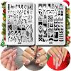 Swirl French Line Nail Stamping Plates French Tip Nail Stamp Plate Geometric Wave Stripes Snake Flower Nail Art Stamper Stencils Printing Template 2pcs Large Stainless Steel Nail Art Tools 14.59.5cm view 1