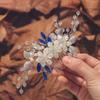 Jeairts Flower Wedding Hair Comb Bridal Blue Rhinestone Hair Pieces Floral Crystal Hair Accessories for Women view 1