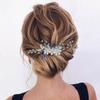 Jeairts Flower Wedding Hair Comb Bridal Blue Rhinestone Hair Pieces Floral Crystal Hair Accessories for Women view 2