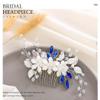 Jeairts Flower Wedding Hair Comb Bridal Blue Rhinestone Hair Pieces Floral Crystal Hair Accessories for Women view 3
