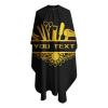 Custom Waterproof Barber Cape Hairdresser Cape, Add Your Photo Text Personalized Golden Barbershop Tools Flower Salon Cape for Men, Customized Hair Cutting Cape for Home Salon Barbershop view 3