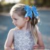 Xansema Women Girls Kids Teens Sequins Hair Bows Elastic Hair Tie Ribbon Large Cheer Bow Ponytail Holder Hair Band (Deep Blue) view 3