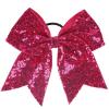 Xansema Women Girls Kids Teens Sequins Hair Bows Elastic Hair Tie Ribbon Large Cheer Bow Ponytail Holder Hair Band (Rose) view 1