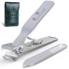 GLAMFIELDS Nail Clippers, 17mm Wide Jaw Opening Toenail Clippers for Seniors Thick Toenails/Ingrown Toenail Treatment, Heavy Duty Fingernail Clipper for Manicure, Pedicure, Men & Women Big(Silver) view 1