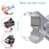GLAMFIELDS Nail Clippers, 17mm Wide Jaw Opening Toenail Clippers for Seniors Thick Toenails/Ingrown Toenail Treatment, Heavy Duty Fingernail Clipper for Manicure, Pedicure, Men & Women Big(Silver) view 2