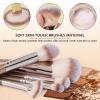 MAANGE Small Makeup Bag for Purse and 20 Pcs Makeup Brushes Set with Gift BoxGreen+Champagne view 4