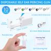 30Pcs Self Ear Piercing Kit, Disposable Ear Piercing Gun with Preloaded Piercing Studs, Professional Earring Gun with Silver Earrings for Home Salon Earlobe Cartilage Helix Tragus Piercing Tool Kit view 3