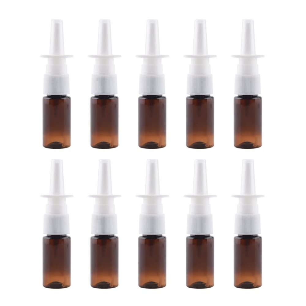10pcs Bottles Plastic Brown Refillable Fine Mist Sprayers Atomizers Cosmetic Makeup Perfume Storage Container 10ml