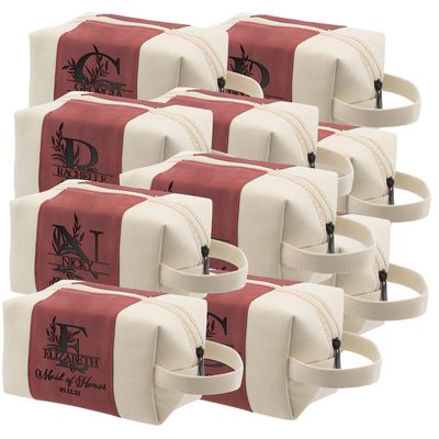 Bridesmaid Gifts Set of 10, Personalized Toiletry Bag for Women, 3 Design & 4 Color, Custom w/Name, Title, Date, Bridesmaid Proposal Gifts, Bridal Shower Gift, Bachalorette Party Favors, D3 - BURGUNDY