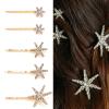 5 PCS Stars Hair Bobby Pins for Women Silver Gold Snowflake Hair Clip Crystal Rhinestones Hair Accessories for Holiday Wedding Birthday Bridal Prom Hairpin view 1