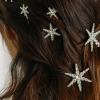 5 PCS Stars Hair Bobby Pins for Women Silver Gold Snowflake Hair Clip Crystal Rhinestones Hair Accessories for Holiday Wedding Birthday Bridal Prom Hairpin view 2