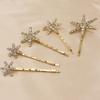 5 PCS Stars Hair Bobby Pins for Women Silver Gold Snowflake Hair Clip Crystal Rhinestones Hair Accessories for Holiday Wedding Birthday Bridal Prom Hairpin view 4
