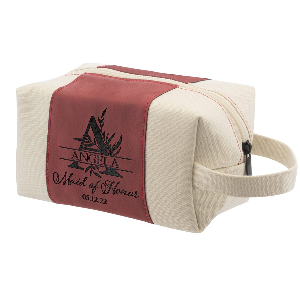 Bridesmaid Gifts, Single, Personalized Toiletry Bag for Women, 3 Designs & 4 Colors, Custom w/Name, Title, Date, Bridesmaid Proposal Gifts, Bridal Shower Gift, Bachalorette Party Favors, D3 - BURGUNDY
