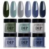 AZUREBEAUTY Dip Powder Nail Set Blue Sage Green Grey Shades, 6 Dark Colors Dipping Powder Starter Kit French Nail Art Manicure DIY Salon for Women, No Need Nail Lamp Cured view 1
