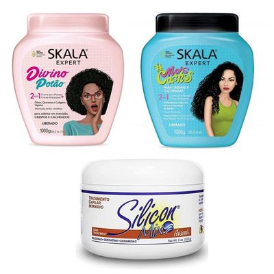 Skala Expert Mais Cachos 2 IN 1 Conditioning Treatment Cream + SKALA Divino Potao Hair Cream FREE Silicon Mix 8oz