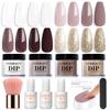 AZUREBEAUTY Dip Powder Nail Starter Kit White Mauve Glitter Champagne, Dipping Powder 4 Colors Set, French Nail Art Base Top Coat Activator Liquid Manicure DIY Salon 12 PCS view 1