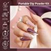 AZUREBEAUTY Dip Powder Nail Starter Kit White Mauve Glitter Champagne, Dipping Powder 4 Colors Set, French Nail Art Base Top Coat Activator Liquid Manicure DIY Salon 12 PCS view 2